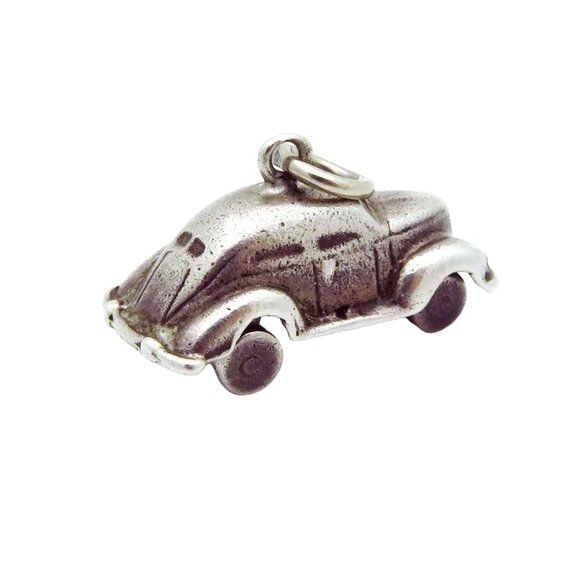 Vintage Sterling Silver Movable Split Window Coupe Beetle Automobile Charm 1930s - Picture 8 of 10
